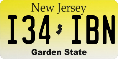 NJ license plate I34IBN
