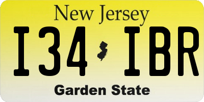 NJ license plate I34IBR