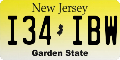 NJ license plate I34IBW