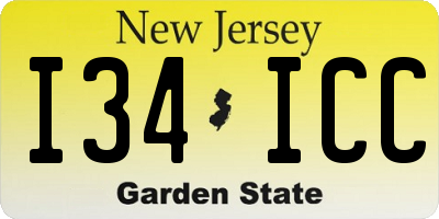 NJ license plate I34ICC
