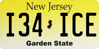 NJ license plate I34ICE