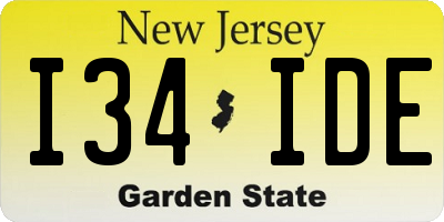 NJ license plate I34IDE