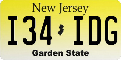 NJ license plate I34IDG