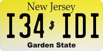NJ license plate I34IDI