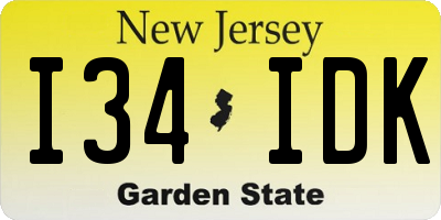 NJ license plate I34IDK