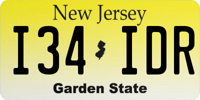 NJ license plate I34IDR