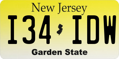 NJ license plate I34IDW