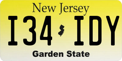 NJ license plate I34IDY