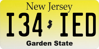NJ license plate I34IED