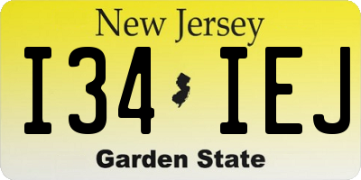 NJ license plate I34IEJ