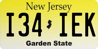 NJ license plate I34IEK