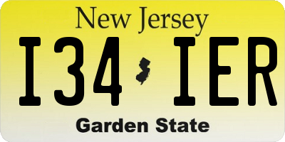 NJ license plate I34IER