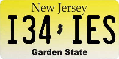 NJ license plate I34IES