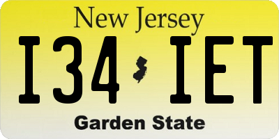 NJ license plate I34IET