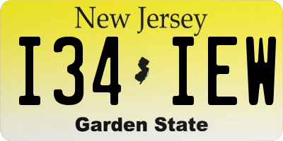 NJ license plate I34IEW