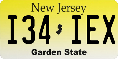 NJ license plate I34IEX