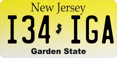 NJ license plate I34IGA