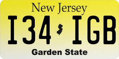 NJ license plate I34IGB