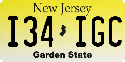 NJ license plate I34IGC