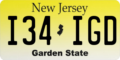 NJ license plate I34IGD