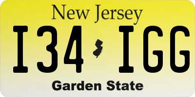 NJ license plate I34IGG
