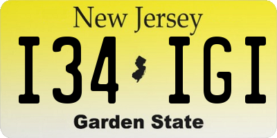 NJ license plate I34IGI