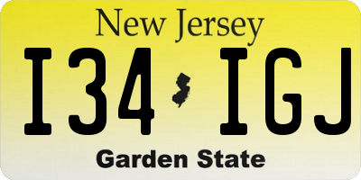 NJ license plate I34IGJ