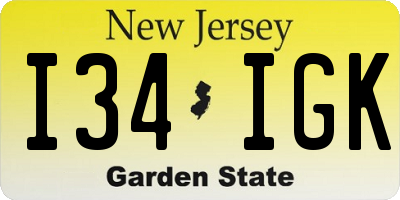 NJ license plate I34IGK