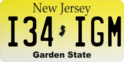 NJ license plate I34IGM