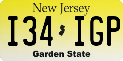 NJ license plate I34IGP