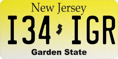 NJ license plate I34IGR