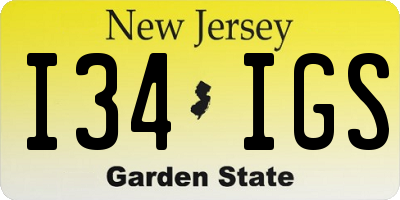 NJ license plate I34IGS