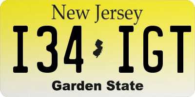 NJ license plate I34IGT