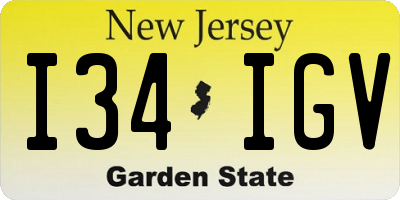 NJ license plate I34IGV