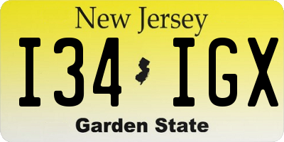 NJ license plate I34IGX