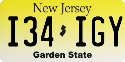 NJ license plate I34IGY