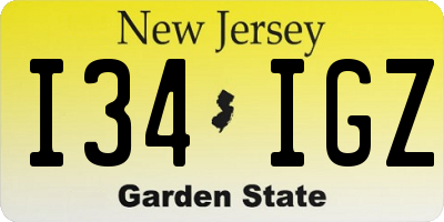 NJ license plate I34IGZ