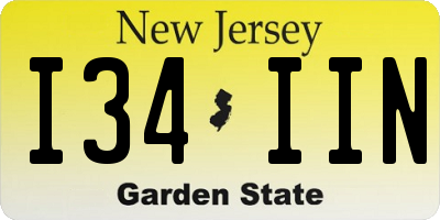 NJ license plate I34IIN