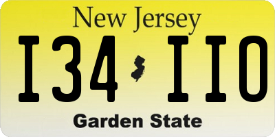 NJ license plate I34IIO
