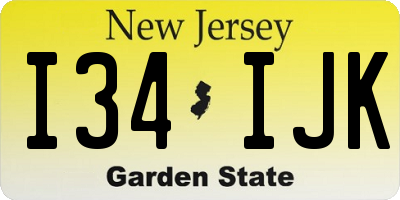 NJ license plate I34IJK