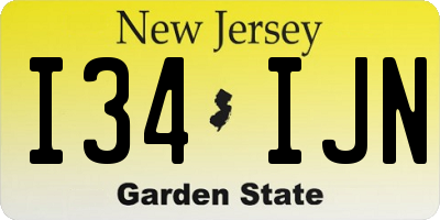 NJ license plate I34IJN