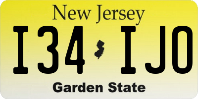 NJ license plate I34IJO