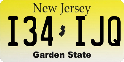 NJ license plate I34IJQ