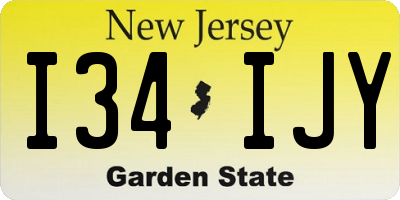 NJ license plate I34IJY