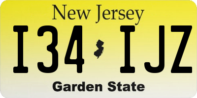 NJ license plate I34IJZ