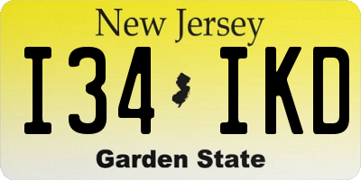 NJ license plate I34IKD