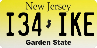 NJ license plate I34IKE