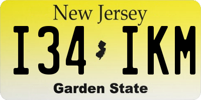 NJ license plate I34IKM