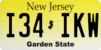 NJ license plate I34IKW