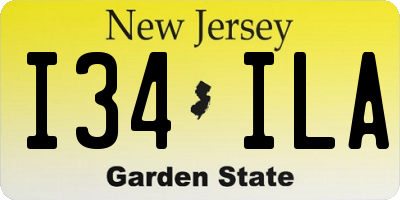NJ license plate I34ILA